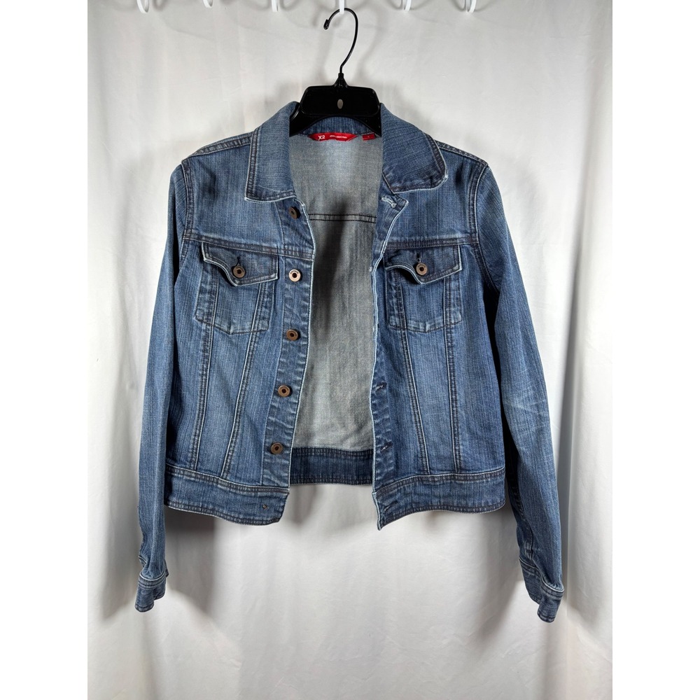 X2 Denim‎ Laboratory Womens Blue Denim Trucker Jacket Medium Wash Size S